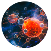 A-BRAIN research on infectious diseases and immunology – microscopic view of virus cells addressing TB, HIV, and emerging pathogens